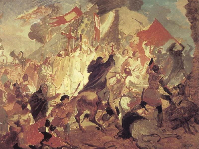 Karl Briullov The Siege of Pskov by the troops of stephen batory,King of Poland oil painting picture